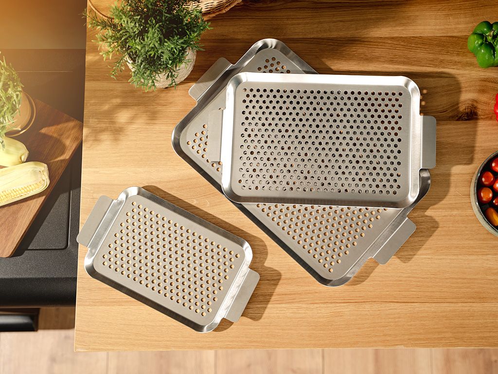 PLATEAUX BBQ EN ACIER INOXYDABLE - 3 PCS - 2