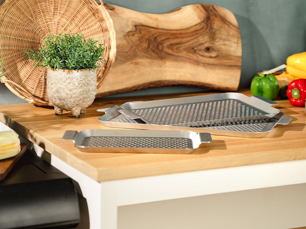 PLATEAUX BBQ EN ACIER INOXYDABLE - 3 PCS - 4