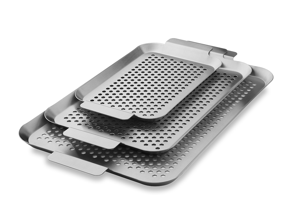 PLATEAUX BBQ EN ACIER INOXYDABLE - 3 PCS - 1
