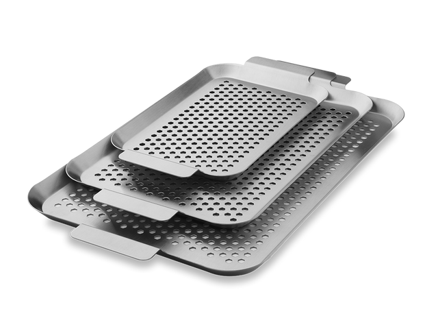 PLATEAUX BBQ EN ACIER INOXYDABLE - 3 PCS - 1
