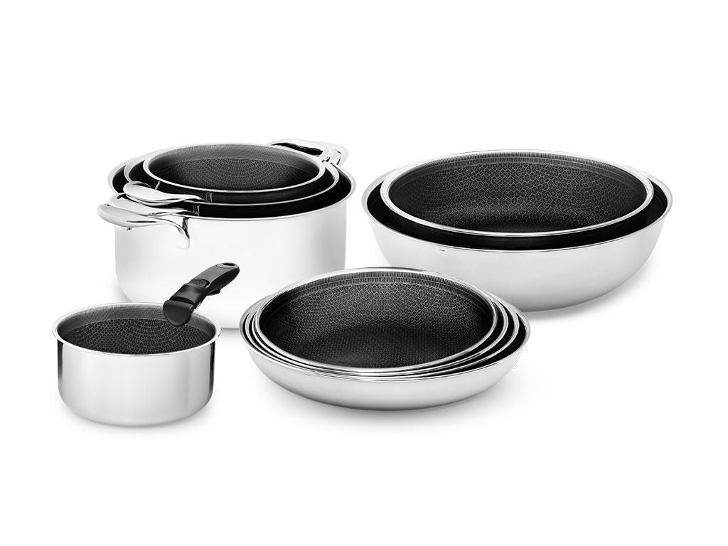 BATTERIE DE CUISINE AVEC POIGNÉE DÉTACHABLE – 10 PIÈCES - 1