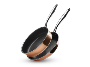 SET POÊLE+SAUTEUSE HYBRIDE ANTIADHÉSIF CUIVRE - 2 PIÈCES - 1
