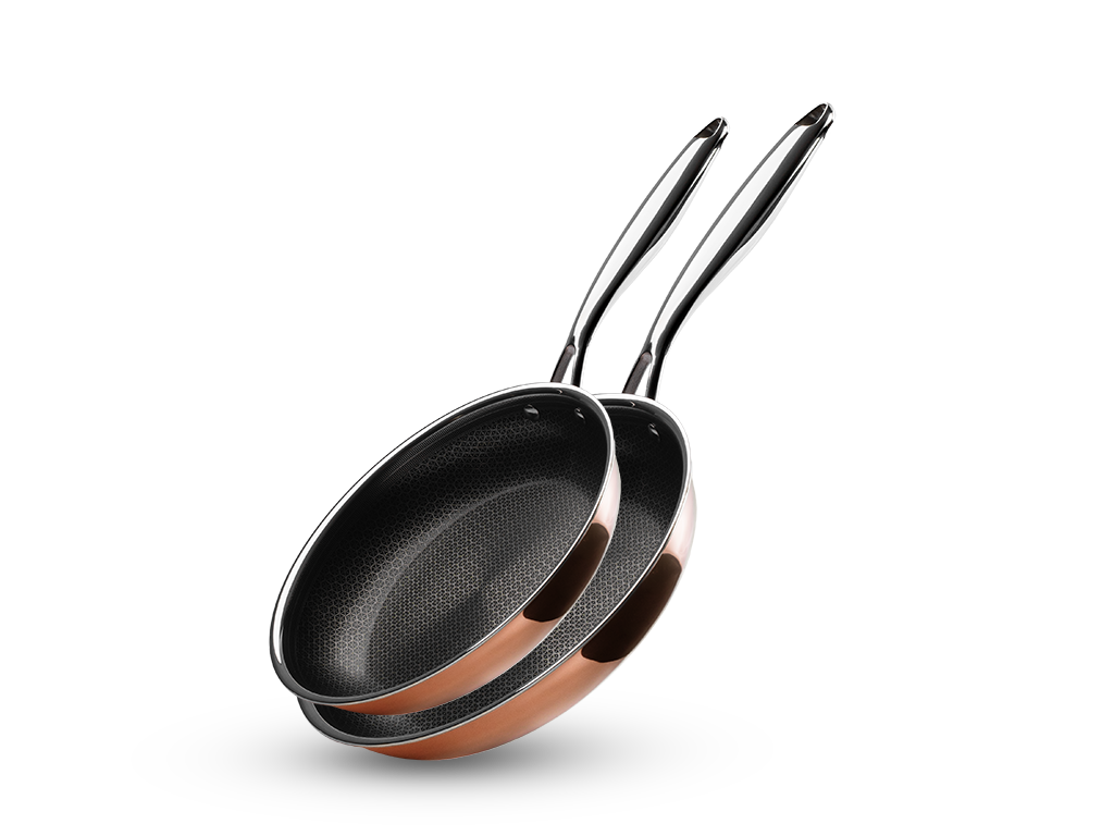 SET DE POÊLES HYBRIDE ANTIADHÉSIF CUIVRE - 2 PIÈCES - 1